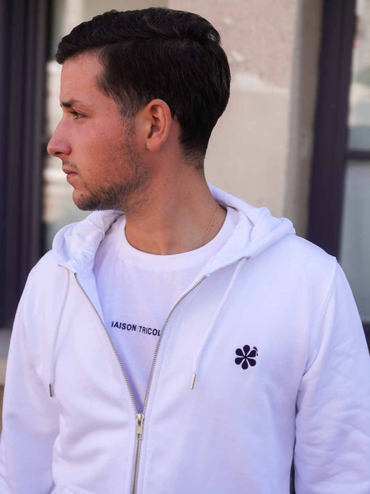 La Veste Zippée Homme En Coton Bio - Blanc