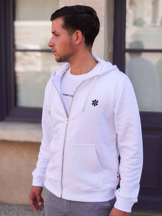 La Veste Zippée Homme En Coton Bio - Blanc