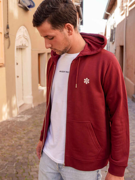 La Veste Zippée Homme En Coton Bio - Bordeaux