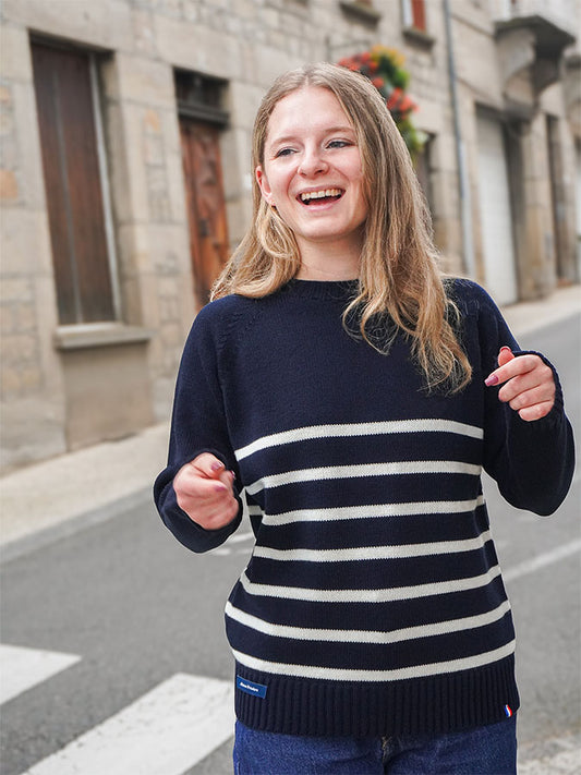 Le Pull Marinière Femme en Laine – Marine