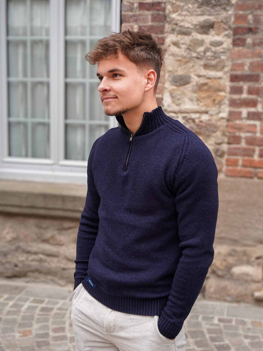 Pull Camionneur en Laine Homme Marine – Made in France