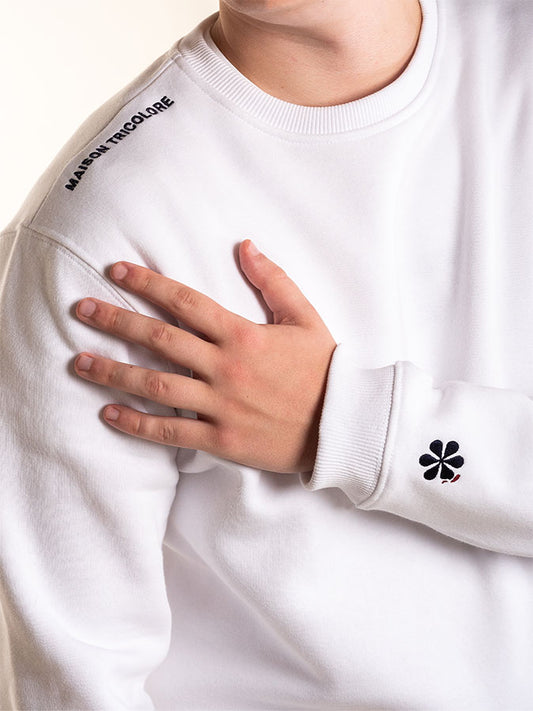 Le Sweat Classique Homme en Coton Bio France - Blanc