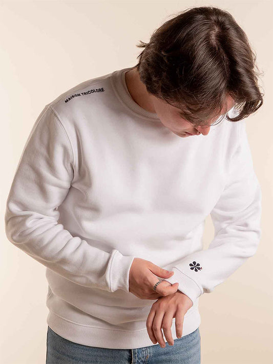 Le Sweat Classique Homme en Coton Bio France - Blanc