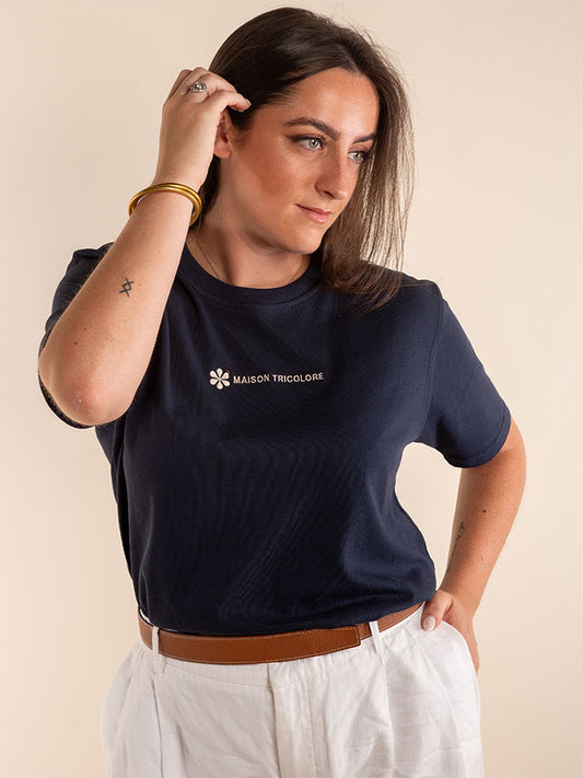 Le Confortable T-shirt Marine En Coton Bio - Femme