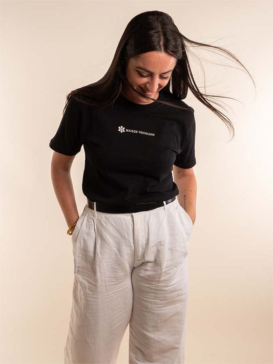 Le Confortable T-shirt Noir En Coton Bio - Femme