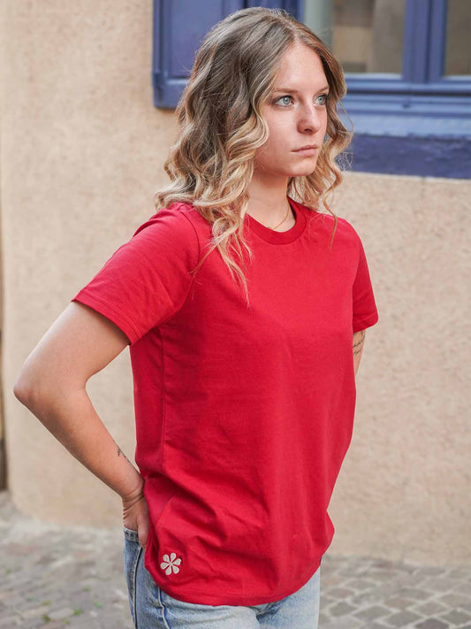 Le Parfait T-Shirt Femme en Coton Bio - Rouge