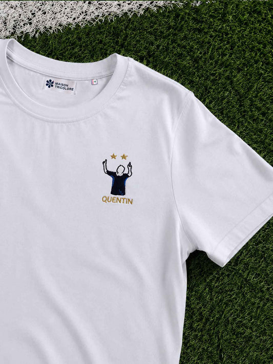 T-shirt Homme Français Brodé Équipe de France - Personnalisé Footballeur