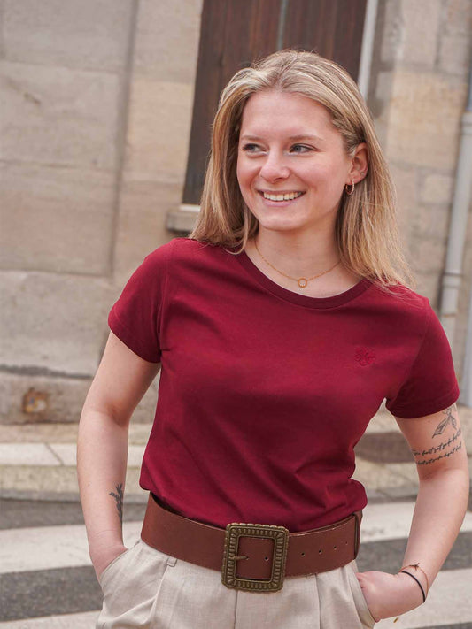 Le Véritable T-Shirt Femme en Coton Bio - Bordeaux
