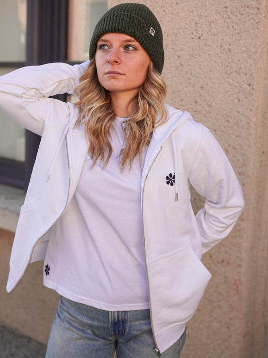 La Veste Zippée Femme En Coton Bio - Blanc