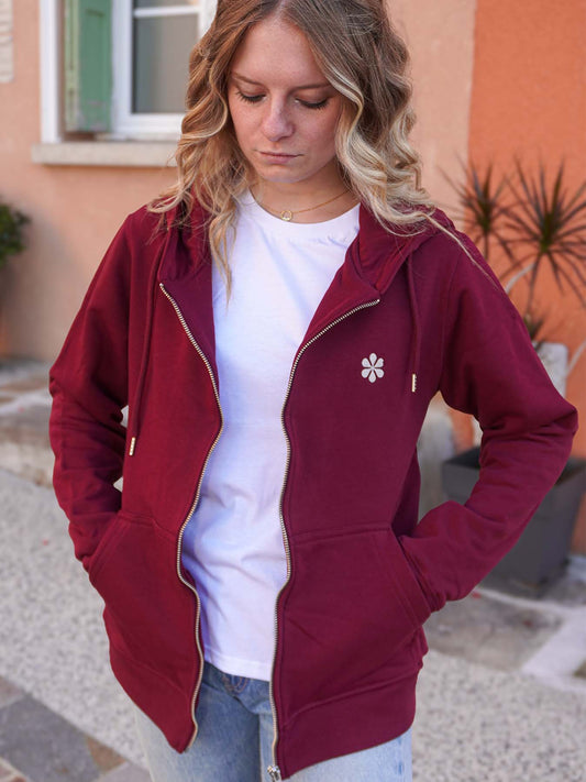 La Veste Zippée Femme En Coton Bio - Bordeaux