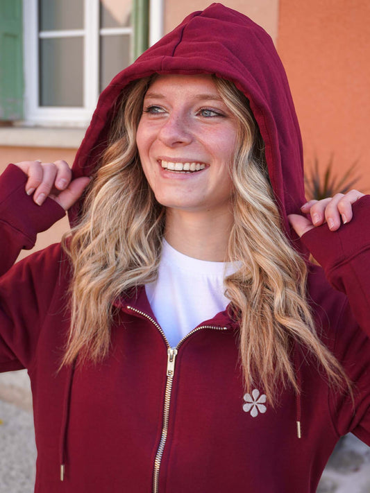 La Veste Zippée Femme En Coton Bio - Bordeaux
