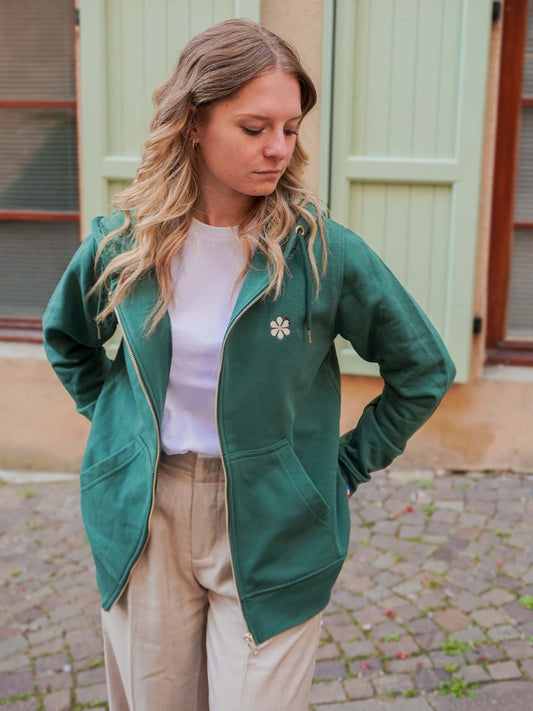 La Veste Zippée Femme En Coton Bio - Vert