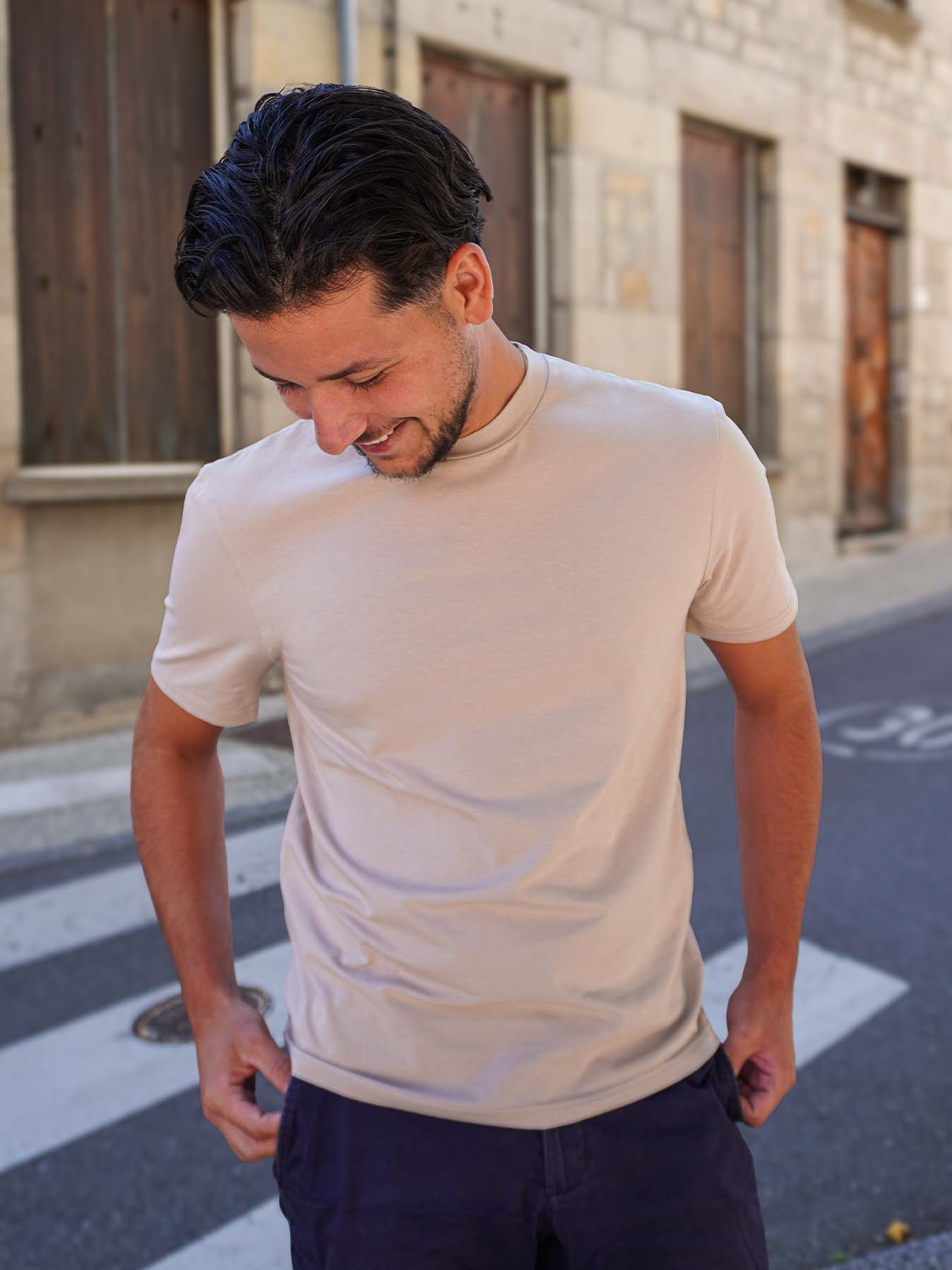 Le Vrai T-Shirt Beige Homme - Fabriqué en France