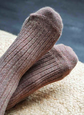 Les Chaussettes Hautes Françaises en Laine - Marron