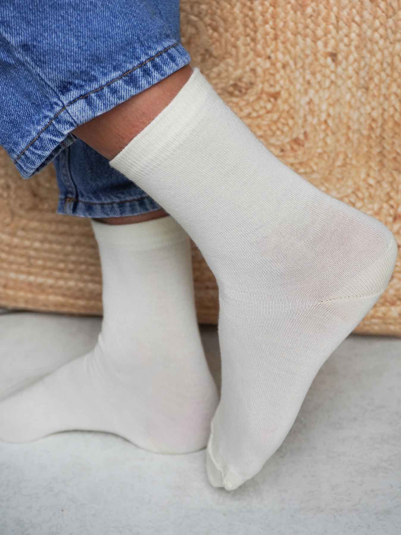 Les Chaussettes en Laine Mérinos & Soie Française - Blanche