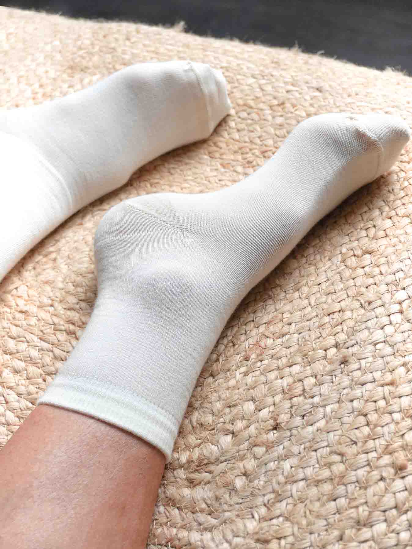 Les Chaussettes en Laine Mérinos & Soie Française - Blanche