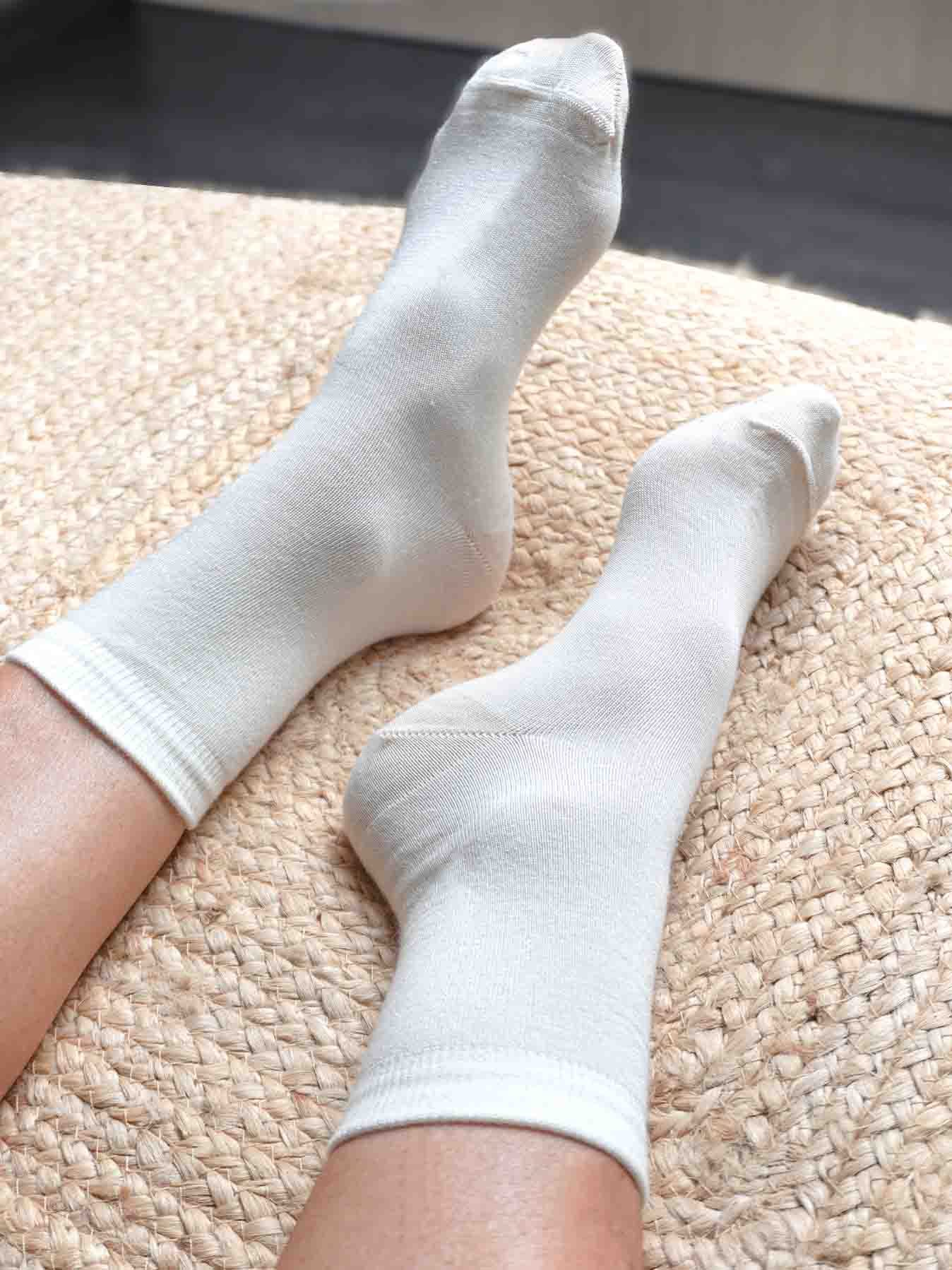 Les Chaussettes en Laine Mérinos & Soie Française - Blanche