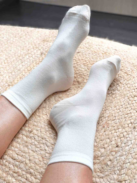 Les Chaussettes en Laine Mérinos & Soie Française - Blanche