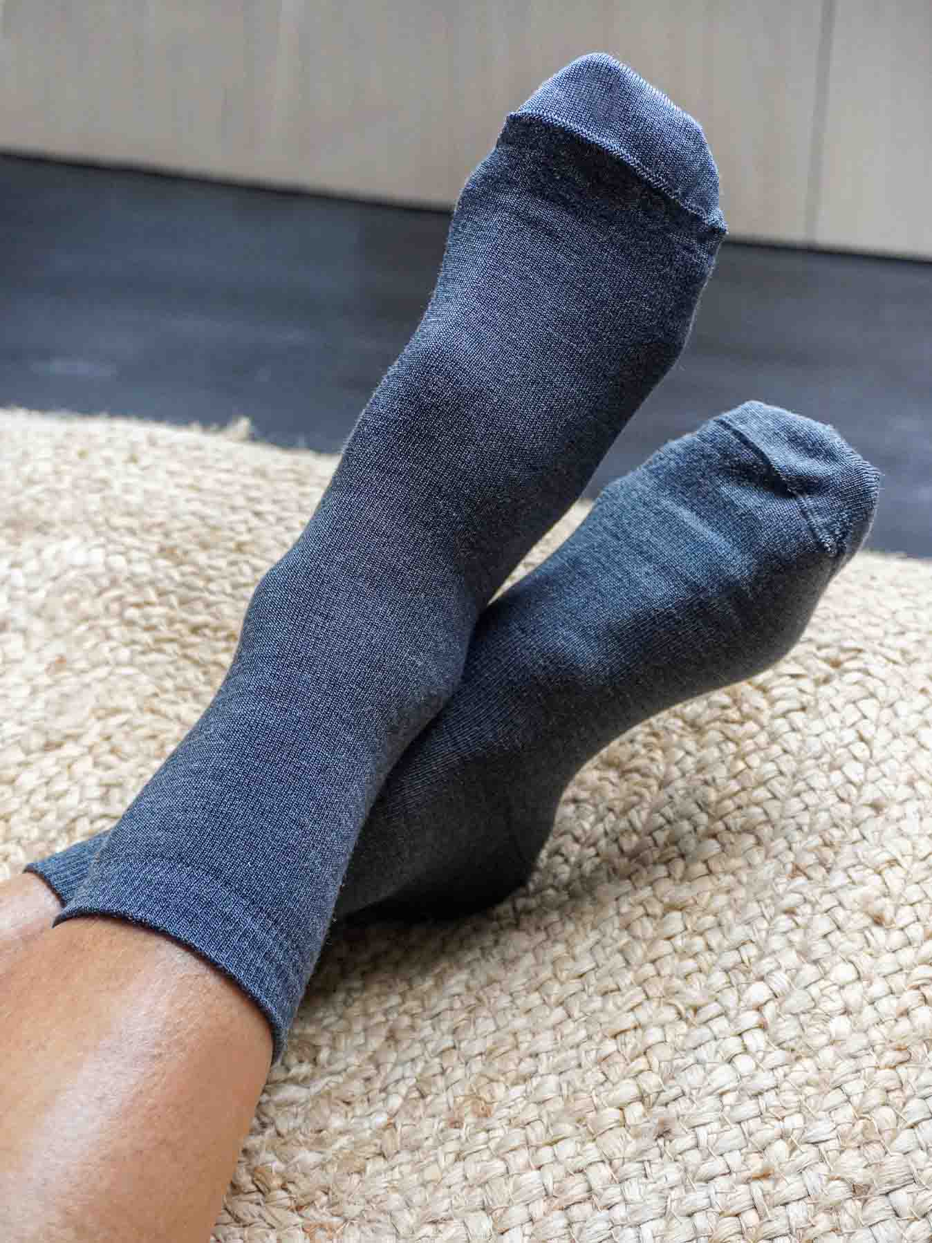 Les Chaussettes en Laine Mérinos & Soie Française - Grise