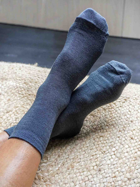 Les Chaussettes en Laine Mérinos & Soie Française - Grise