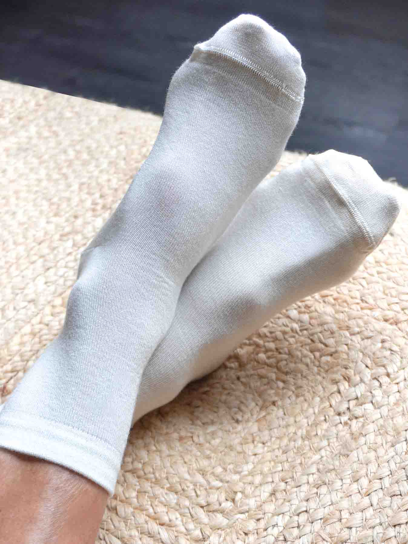 Les Chaussettes en Laine Mérinos & Soie Française - Blanche