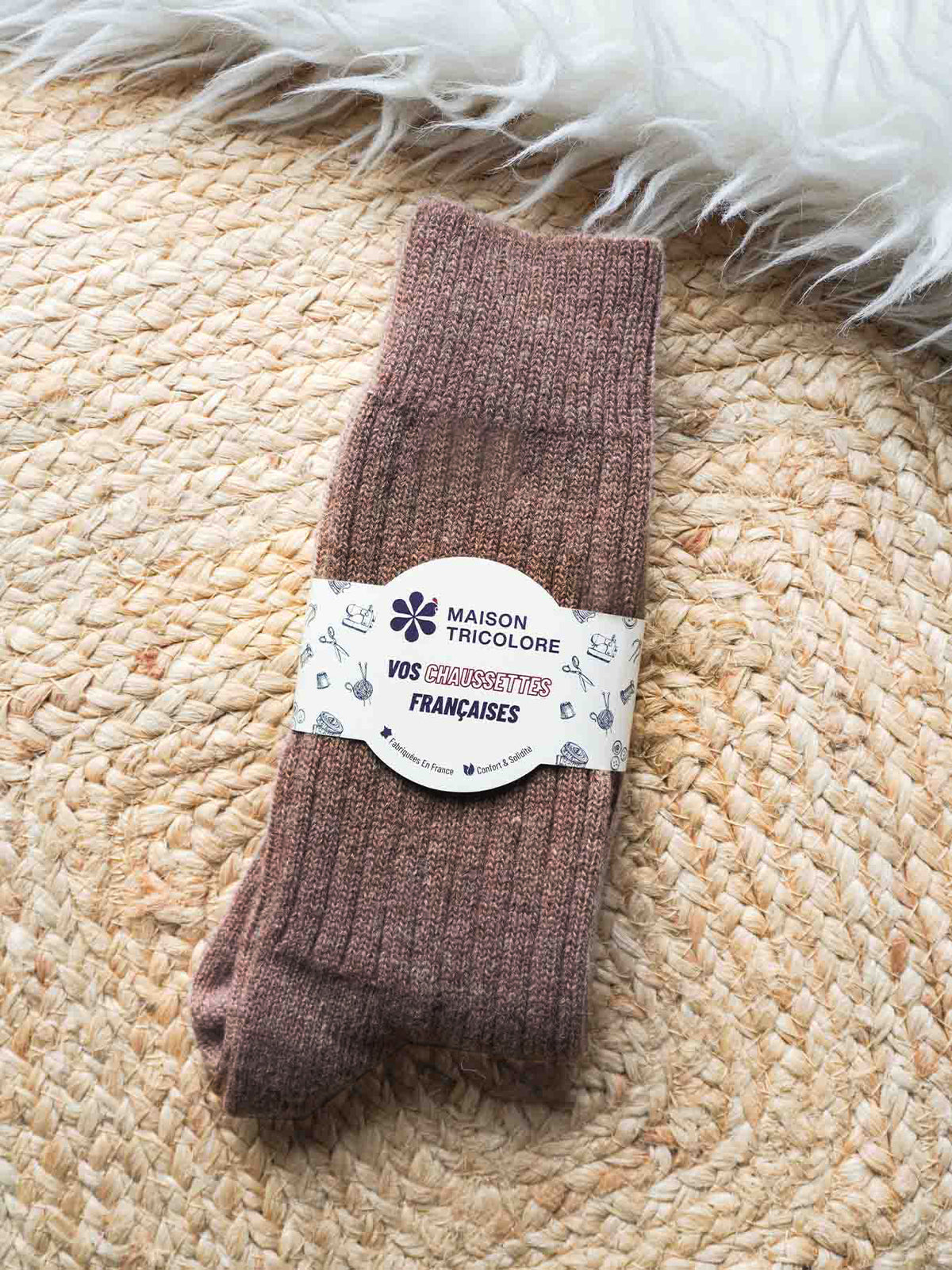 Les Chaussettes Hautes Françaises en Laine - Marron