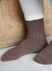 Les Chaussettes Hautes Françaises en Laine - Marron