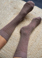 Les Chaussettes Hautes Françaises en Laine - Marron