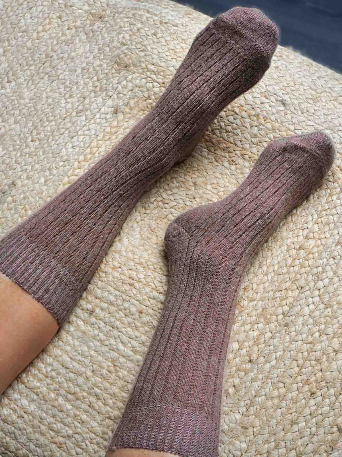Les Chaussettes Hautes Françaises en Laine - Marron