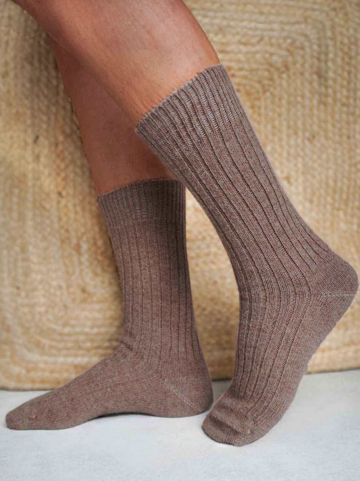 Les Chaussettes Hautes Françaises en Laine - Marron