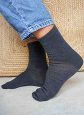 Les Chaussettes en Laine Mérinos & Soie Française - Grise
