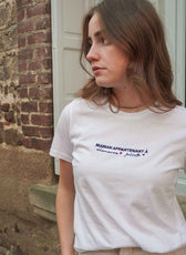 T-shirt femme coton bio blanc avec broderie originale