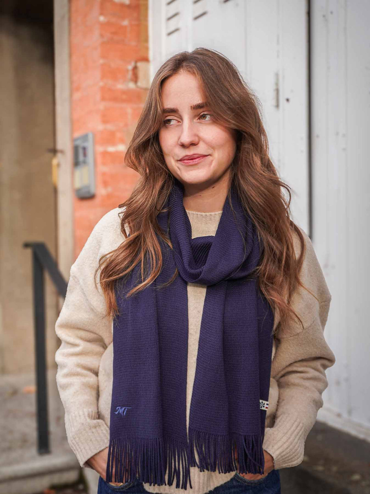 L’Écharpe Essentielle Française en Laine pour Femme - Marine
