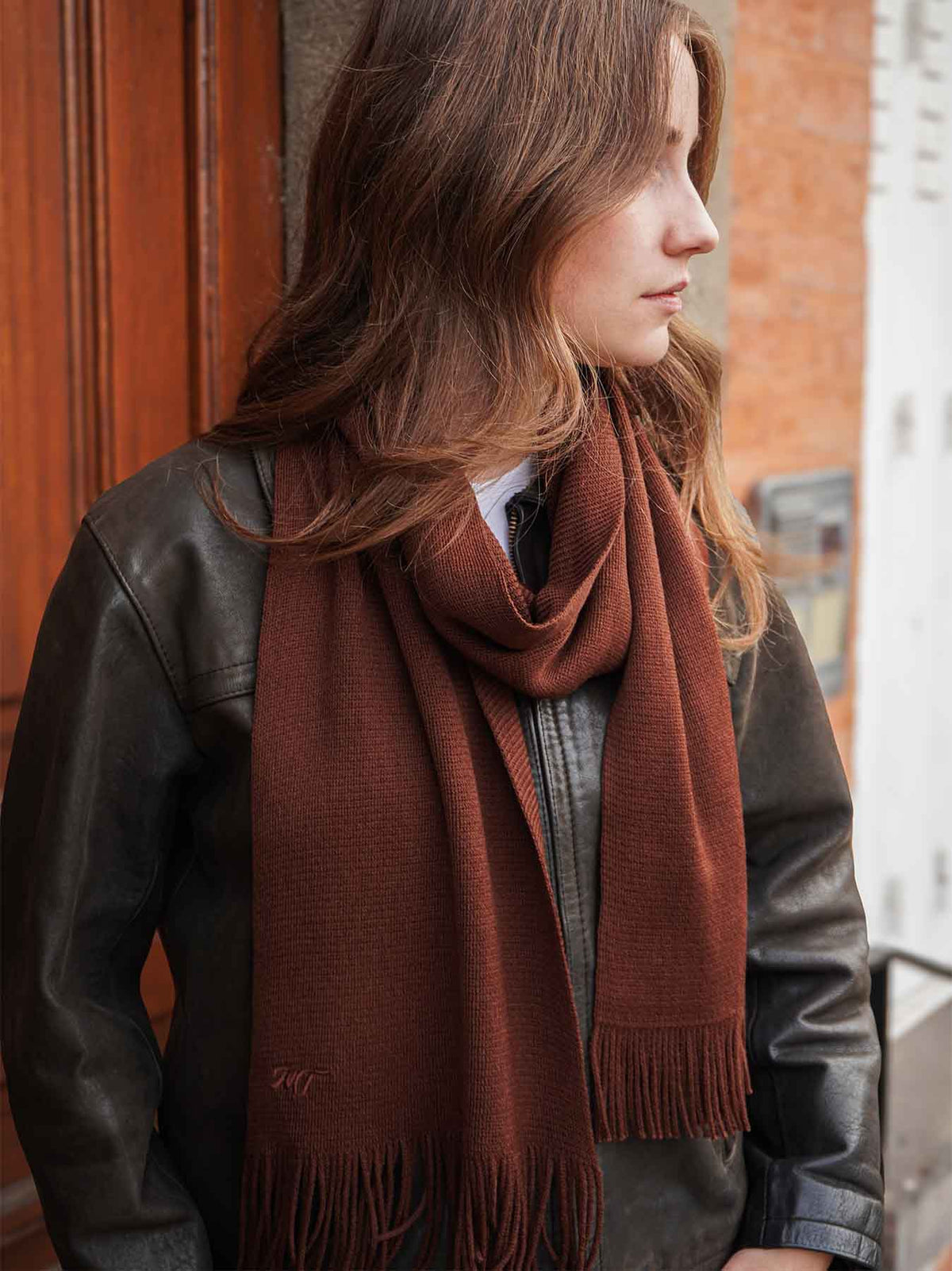 L’Écharpe Essentielle Française en Laine pour Femme - Marron