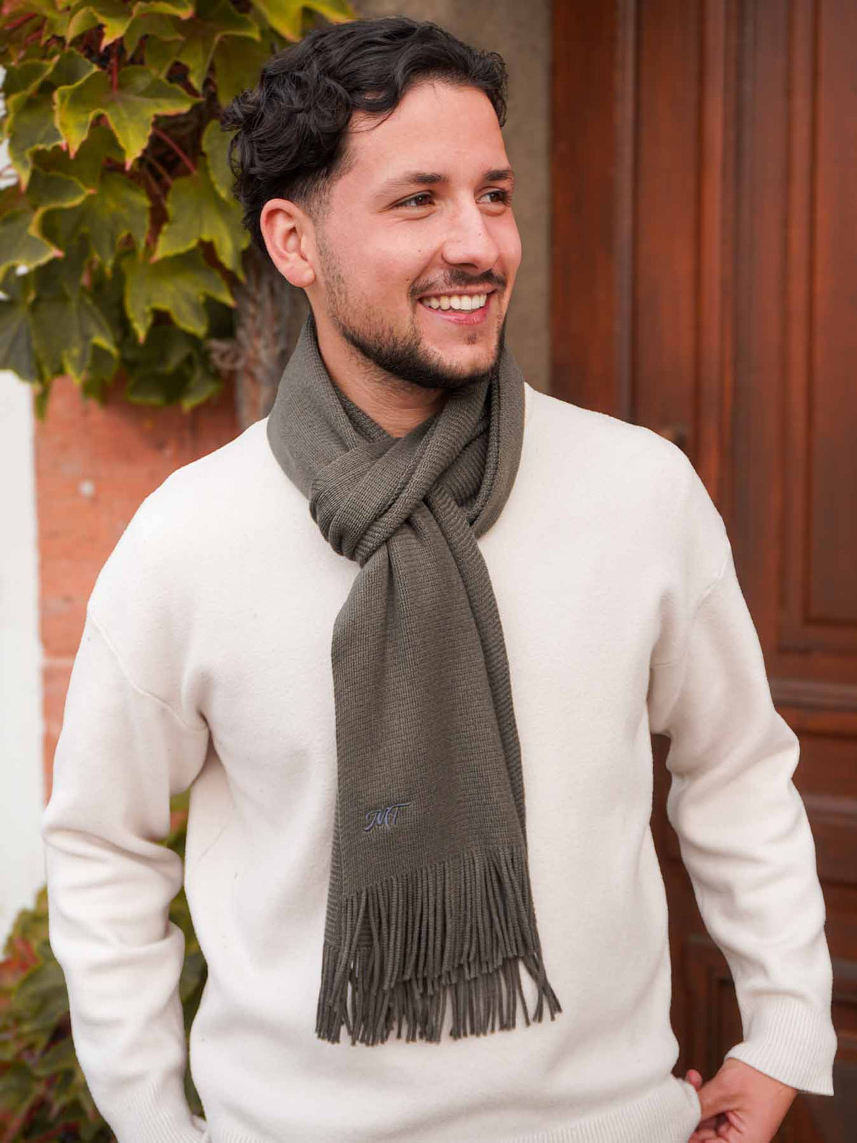 L’Écharpe Essentielle Française en Laine pour Homme - Kaki Grisé