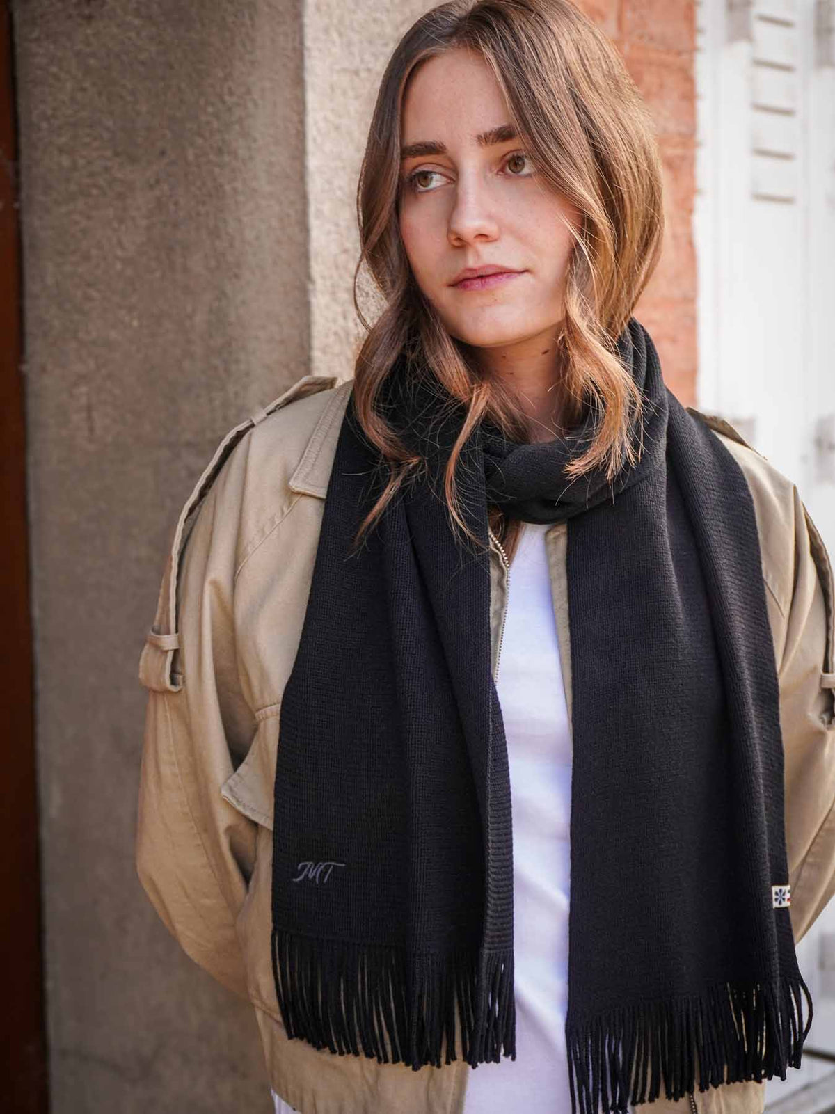 L’Écharpe Essentielle Française en Laine pour Femme - Noir