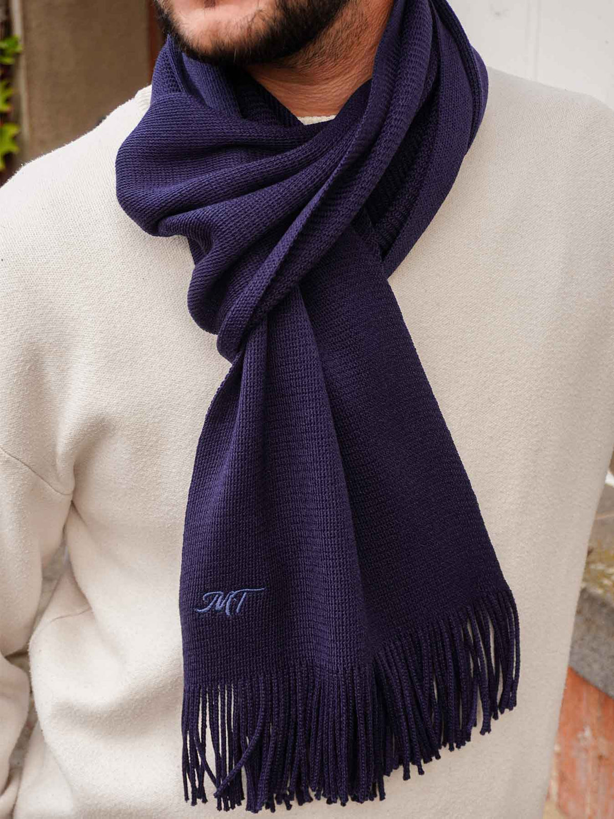 L’Écharpe Essentielle Française en Laine pour Homme - Marine