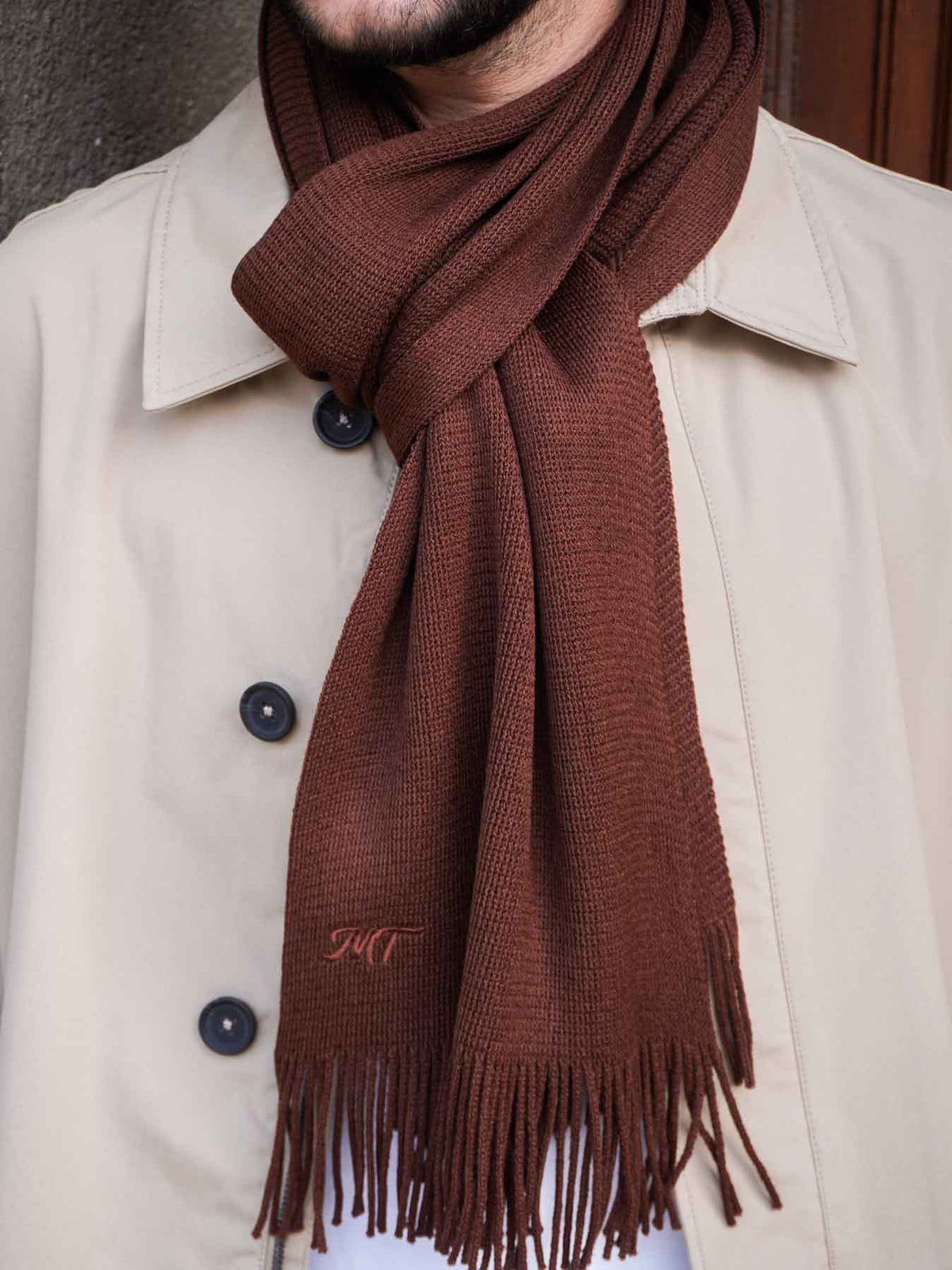 L’Écharpe Essentielle Française en Laine pour Homme - Marron