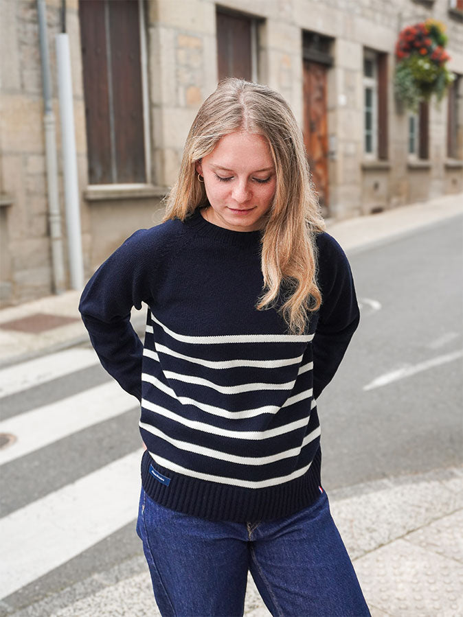 Le Pull Marinière Femme en Laine – Marine