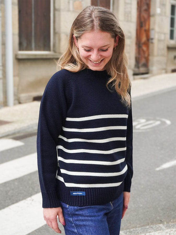 Le Pull Marinière Femme en Laine – Marine