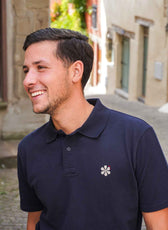 Polo marine durable et local en coton bio made in France