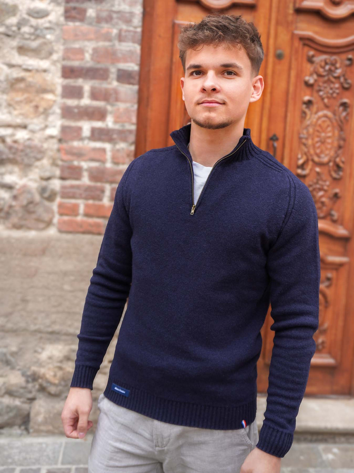 Pull Camionneur Homme Hiver Chaud - Col Roulé, Demi-Fermeture Éclair, Laine Décontractée Grande Taille