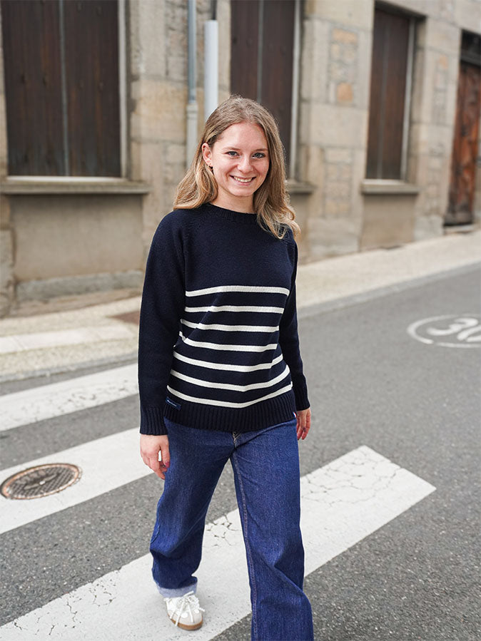 Le Pull Marinière Femme en Laine – Marine
