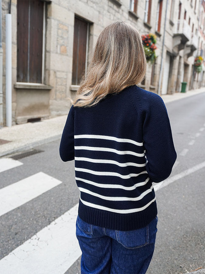 Le Pull Marinière Femme en Laine – Marine