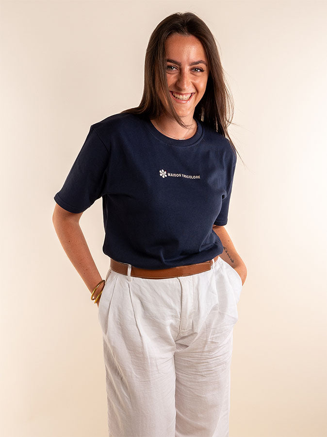 Le Confortable T-shirt Marine En Coton Bio - Femme