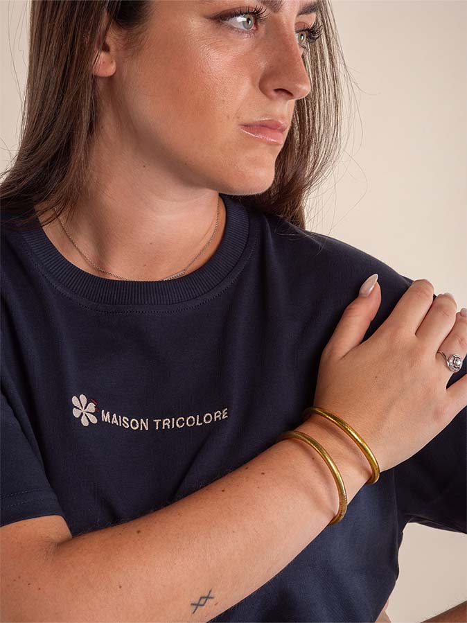 Le Confortable T-shirt Marine En Coton Bio - Femme