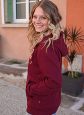 La Veste Zippée Femme En Coton Bio - Bordeaux