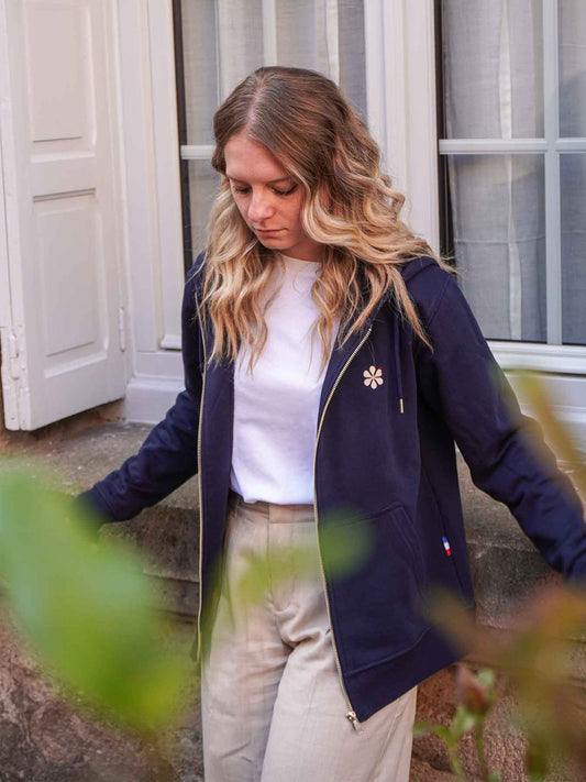 La Veste Zippée Femme En Coton Bio - Marine